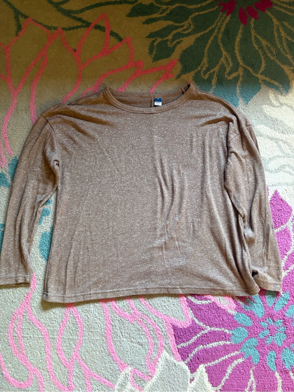 Old Navy Knit Brown Loose Relaxed Fit Long Sleeve Shirt Top Women’s Medium